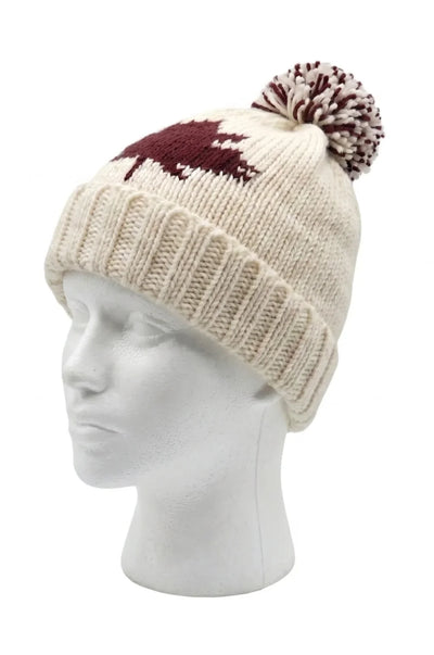 Maple Ice Toque in white with a maple leaf