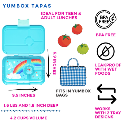 Leakproof Yumbox Tapas Antibes Blue - 4 Compartment -Rainbow