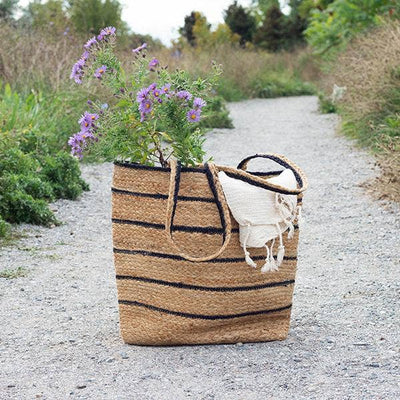 Jute Bag With Black Stripes