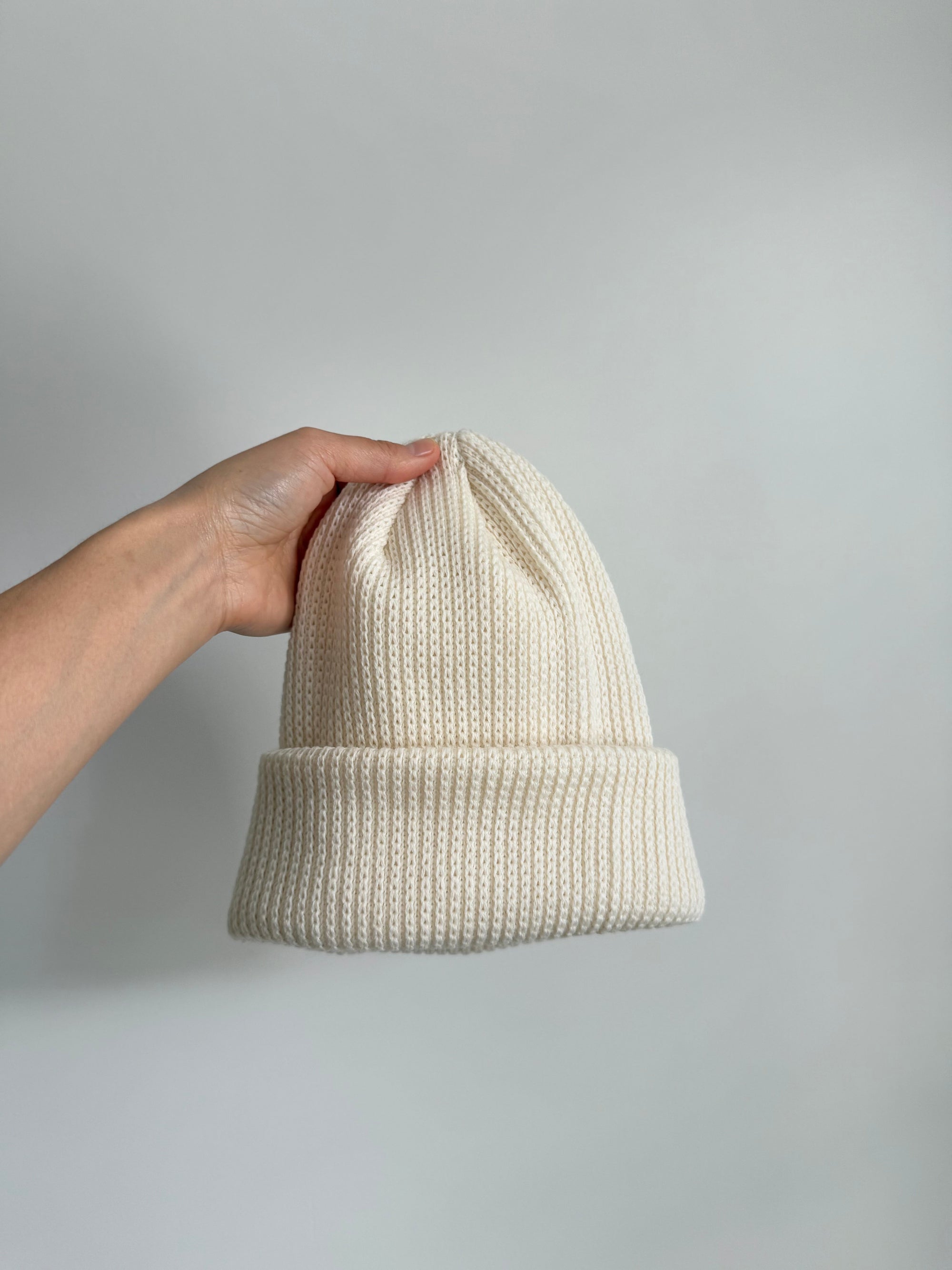 Italian Merino Wool Short Beanie - Cream