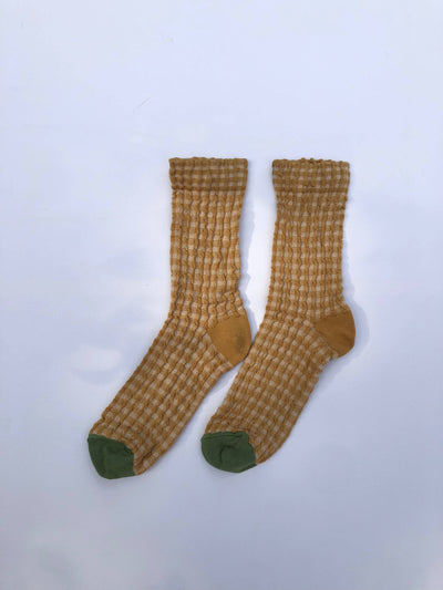 GINGHAM WAFFLE SOCKS - neutral