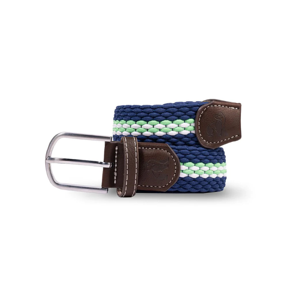 Water Bottle Upcycled Woven Belt - Green Fine Stripe