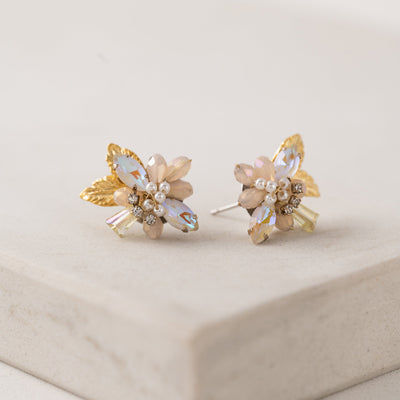 Botanist stud earrings in creme by Lover's Tempo, close-up
