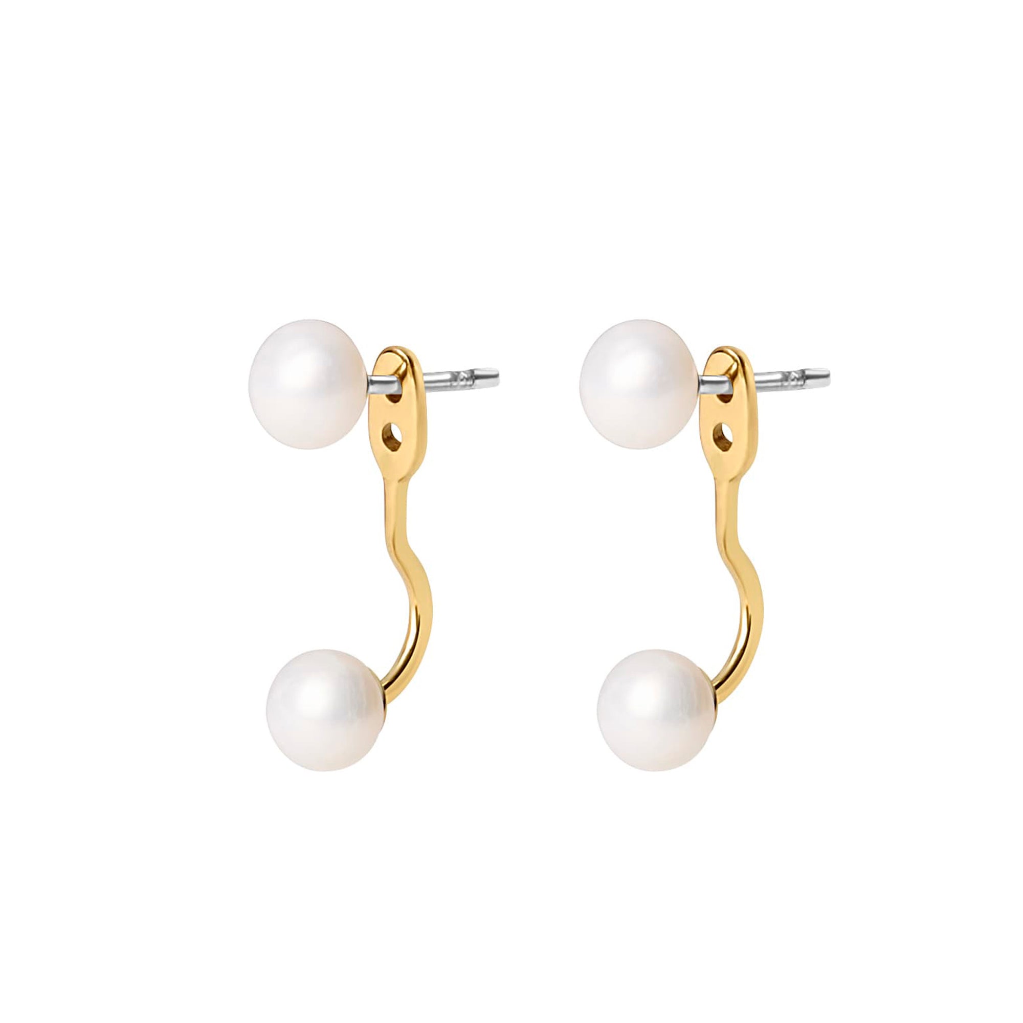 Pearl Ear Jacket | Gold Pearl Earrings - Bambu
