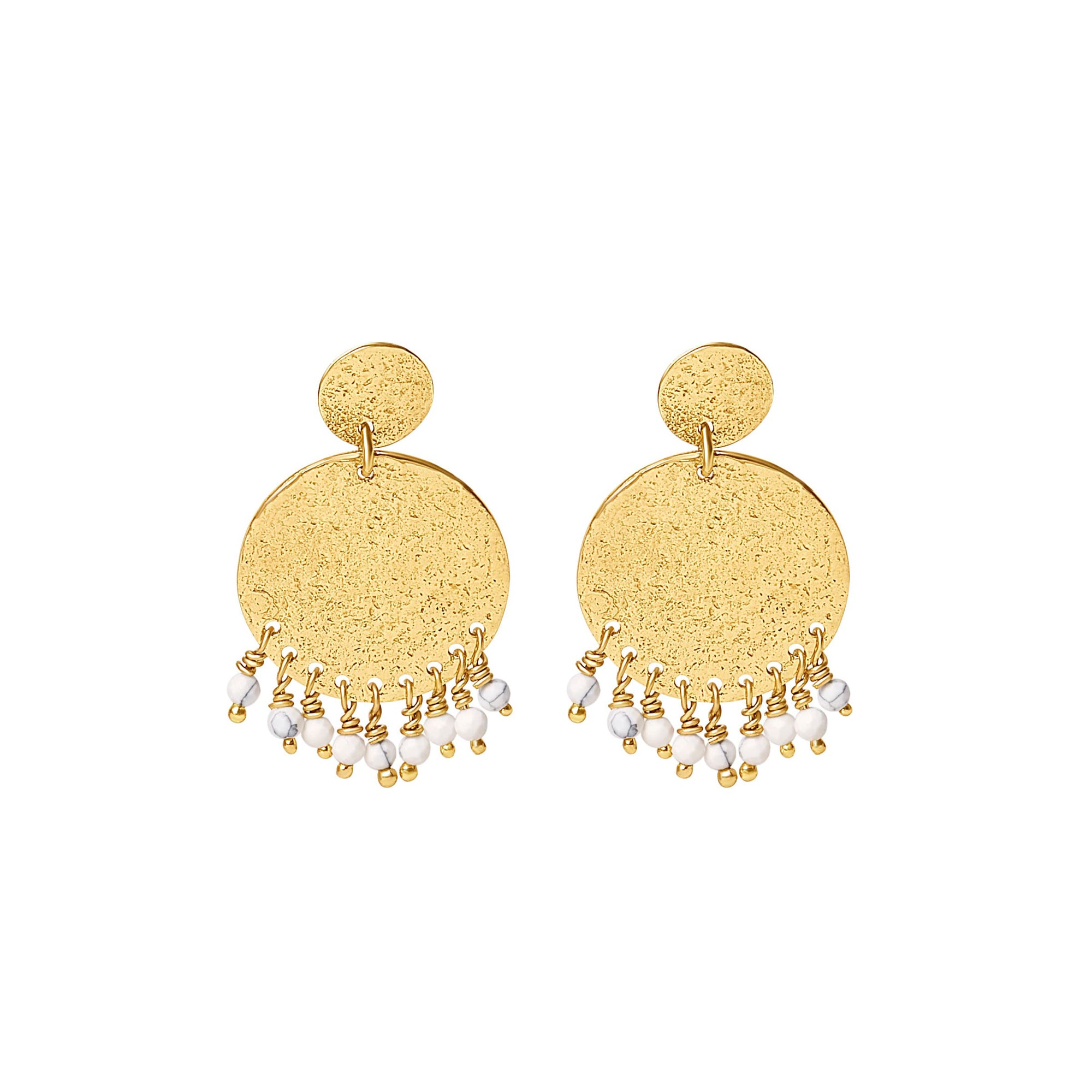 Boho Chic | Drop Circle With Bead Earrings - Bambu