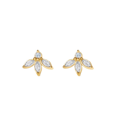 Daisy | Demi-Fine Tri-Leaf Earrings - Bambu