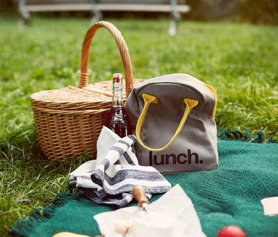 Zipper ‘Lunch’ Bag: Grey/Yellow - Fluf