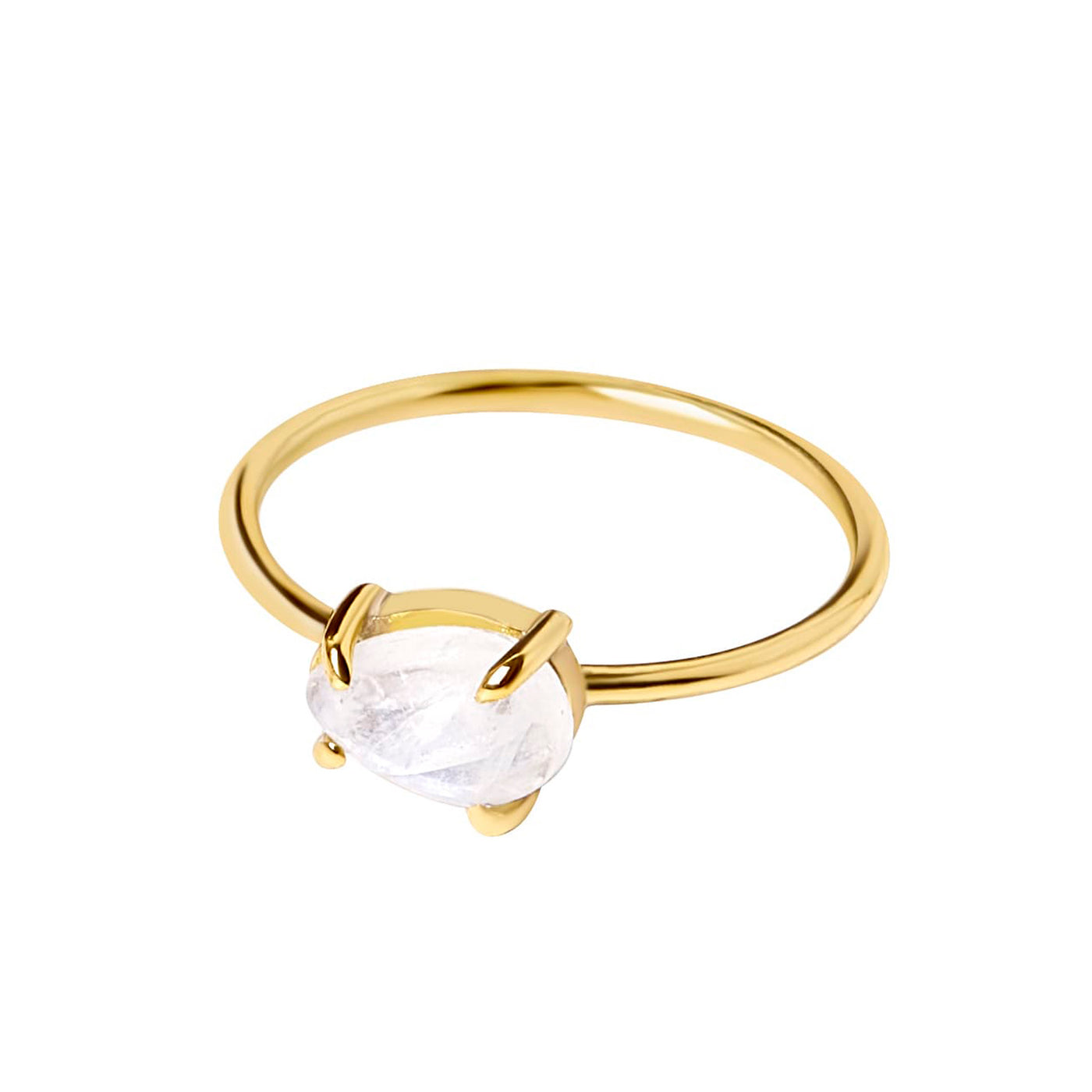 Sabine | Oval moonstone on thin band Ring  Bambu