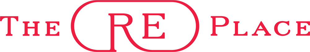 The RE Place Logo.  The followed by RE separately with a circle around the RE to capture the circular and reusable nature of this eco friendly sustainable living store