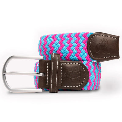 Water Bottle Upcycled Woven Belt - Blue/Pink Zigzag