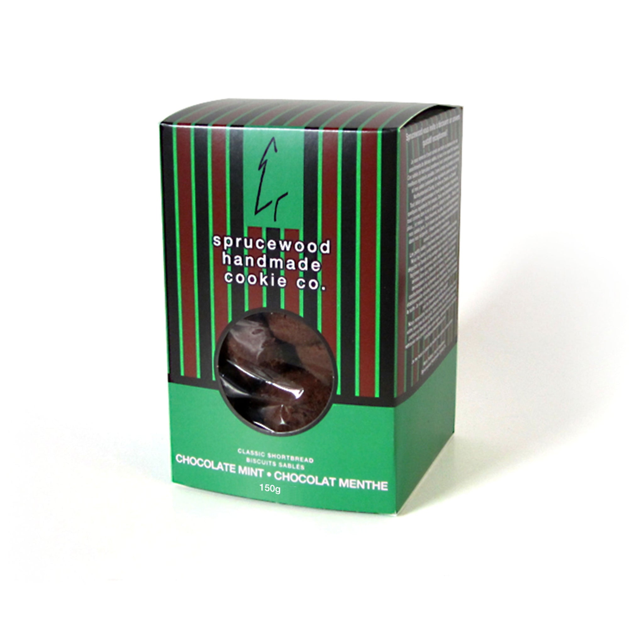 Box of Sprucewood chocolate mint shortbread cookies