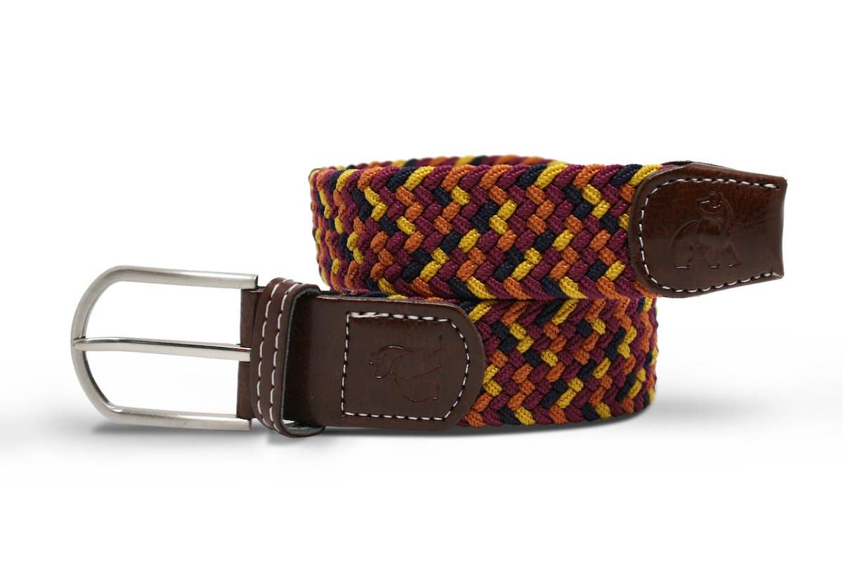 Water Bottle Upcycled Woven Belt - Orange / Yellow Zigzag