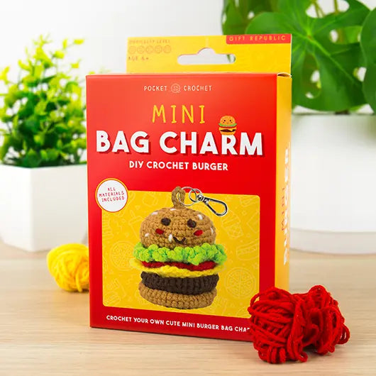 DIY Crochet Bag Charm Kit - Burger