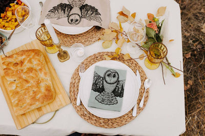 Skyline Owl Linen Blend Reusable Napkins Set of 2 - Your Green Kitchen