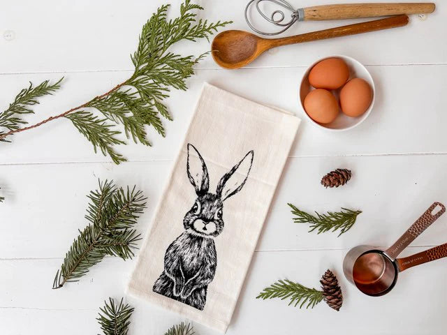Rabbit Tea Towel with Hangtag