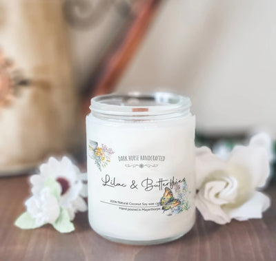 Lilac & Butterflies - 100% Natural Coconut Soy Candle - Dark Horse Handcrafted