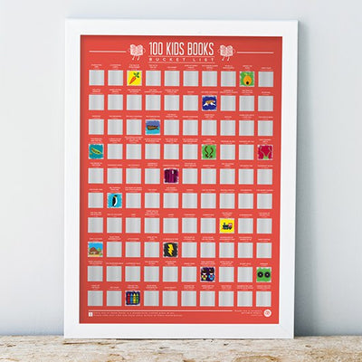 100 Kids Books Bucket List scratch-off poster