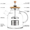 Glass Teapot Kettle 47oz W/Infuser (Stove Safe) - Tealyra