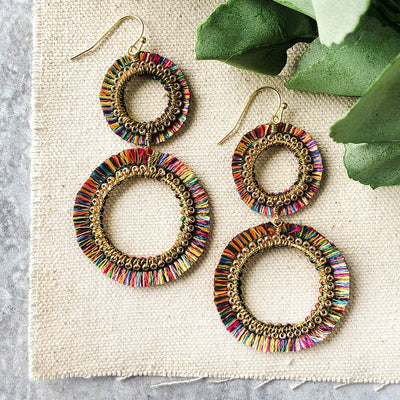 Raja Rainbow Double Hoops