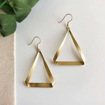 Folded Triangle Hoops Silver